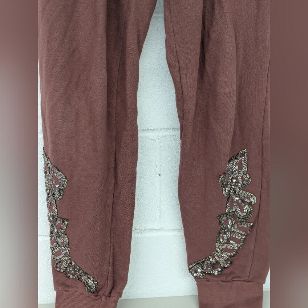 RELIGION Trance Sequin Mauve Sweatpants szM Beaded embellished jogger high rise - Picture 3 of 7